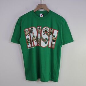 Vintage 1992 Tasmanian Devil Irish T-Shirt Size Medium Taz Looney Tunes Green